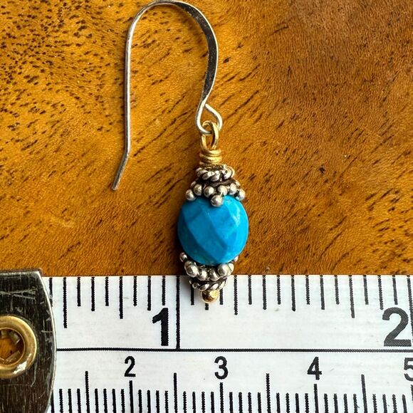 Turquoise Drop Earrings Sterling Silver Ear Hook Hypoallergenic - Picture 10 of 11